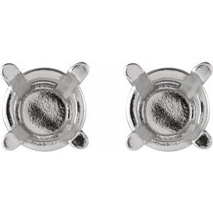18K White Gold 2.75 mm Round 4-Prong Lightweight Earring Mounting – image 2
