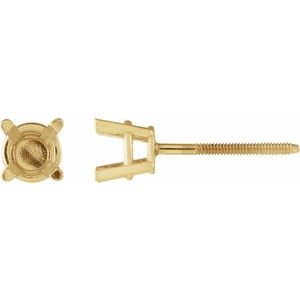 14K Yellow Gold 2.75 mm Round 4-Prong Lightweight Earring Mounting