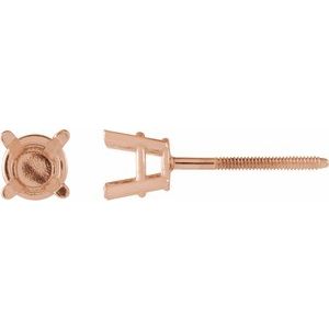 14K Rose Gold 1.75 mm Round 4-Prong Lightweight Earring Mounting