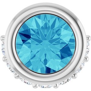 14K White Gold Natural Blue Zircon & 1/10 CTW Natural Diamond Pendant
