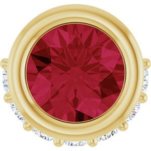 14K Yellow Gold Natural Ruby & 1/10 CTW Natural Diamond Pendant