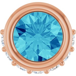 14K Rose Gold Natural Blue Zircon & 1/10 CTW Natural Diamond Pendant
