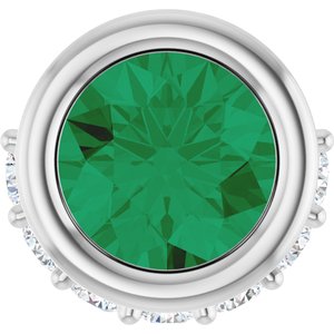 14K White Gold Natural Emerald & 1/10 CTW Natural Diamond Pendant