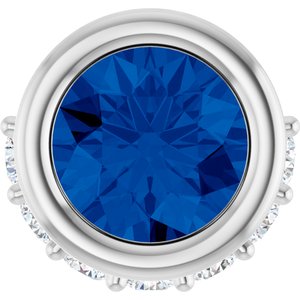 Platinum Lab-Grown Blue Sapphire & 1/10 CTW Natural Diamond Pendant