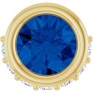 14K Yellow Gold Natural Blue Sapphire & 1/10 CTW Natural Diamond Pendant