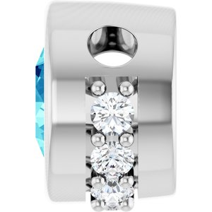 14K White Gold Natural Blue Zircon & 1/10 CTW Natural Diamond Pendant