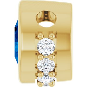 14K Yellow Gold Natural Blue Sapphire & 1/10 CTW Natural Diamond Pendant
