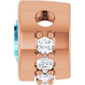 14K Rose Gold Natural Blue Zircon & 1/10 CTW Natural Diamond Pendant