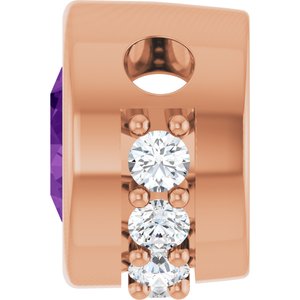 14K Rose Gold Natural Amethyst & 1/10 CTW Natural Diamond Pendant
