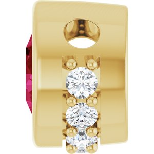 14K Yellow Gold Lab-Grown Ruby & 1/10 CTW Natural Diamond Pendant