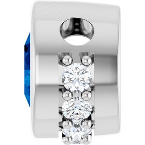 Sterling Silver Natural Blue Sapphire & 1/10 CTW Natural Diamond Pendant