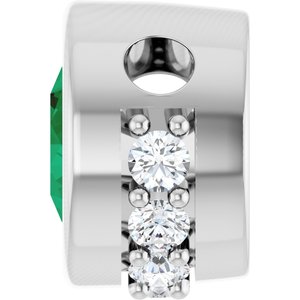 14K White Gold Natural Emerald & 1/10 CTW Natural Diamond Pendant