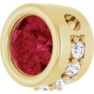 14K Yellow Gold Natural Ruby & 1/10 CTW Natural Diamond Pendant
