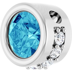 14K White Gold Natural Blue Zircon & 1/10 CTW Natural Diamond Pendant