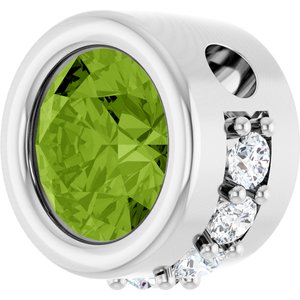 Sterling Silver Natural Peridot & 1/10 CTW Natural Diamond Pendant
