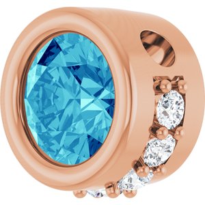 14K Rose Gold Natural Blue Zircon & 1/10 CTW Natural Diamond Pendant