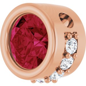14K Rose Gold Natural Ruby & 1/10 CTW Natural Diamond Pendant