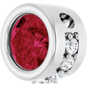 14K White Gold Natural Ruby & 1/10 CTW Natural Diamond Pendant