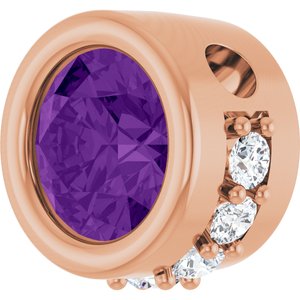 14K Rose Gold Natural Amethyst & 1/10 CTW Natural Diamond Pendant