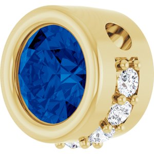 14K Yellow Gold Natural Blue Sapphire & 1/10 CTW Natural Diamond Pendant