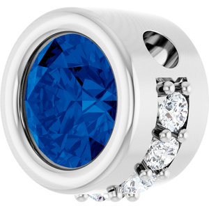 Sterling Silver Natural Blue Sapphire & 1/10 CTW Natural Diamond Pendant