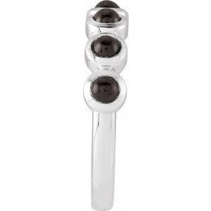 14K White Gold Natural Black Onyx Stackable Ring