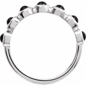 Sterling Silver Natural Black Onyx Stackable Ring