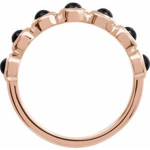14K Rose Gold Natural Black Onyx Stackable Ring