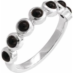 14K White Gold Natural Black Onyx Stackable Ring