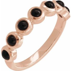 14K Rose Gold Natural Black Onyx Stackable Ring