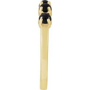 14K Yellow Gold Natural Black Onyx Cabochon Stackable Ring