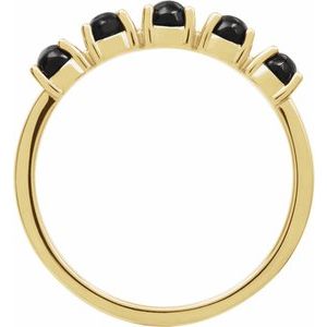 14K Yellow Gold Natural Black Onyx Cabochon Stackable Ring