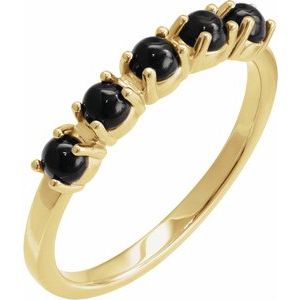 14K Yellow Gold Natural Black Onyx Cabochon Stackable Ring