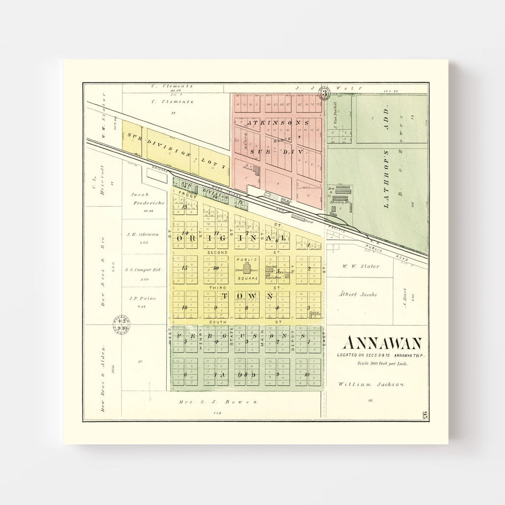 Vintage Map of Annawan, Illinois 1893