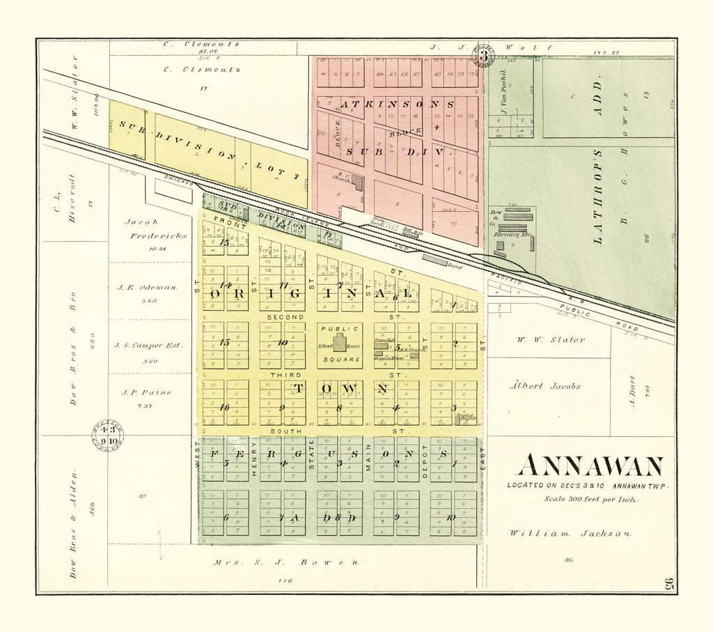 Vintage Map of Annawan, Illinois 1893