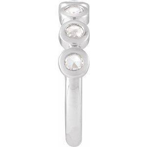 14K White Gold Rose-Cut Lab-Grown Moissanite Stackable Ring