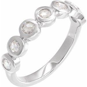 14K White Gold Rose-Cut Lab-Grown Moissanite Stackable Ring