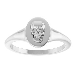 Platinum Skull Signet Ring