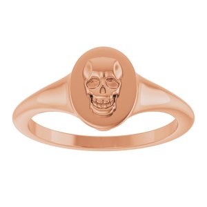 14K Rose Skull Signet Ring