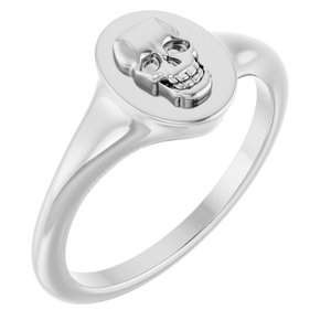 Platinum Skull Signet Ring