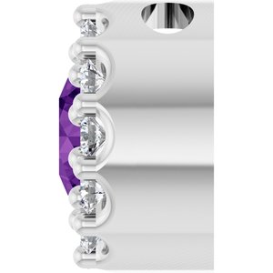 14K White Natural Amethyst & .08 CTW Natural Diamond Halo-Style Pendant