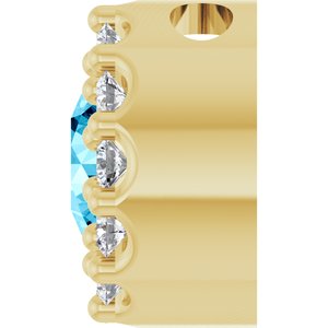 14K Yellow Natural Aquamarine & .08 CTW Natural Diamond Halo-Style Pendant