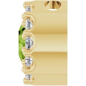 14K Yellow Gold Natural Peridot & .08 CTW Natural Diamond Halo-Style Pendant