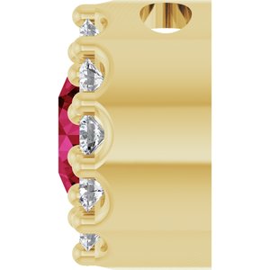 14K Yellow Natural Ruby & .08 CTW Natural Diamond Halo-Style Pendant