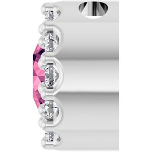 14K White Gold Natural Pink Tourmaline & .08 CTW Natural Diamond Halo-Style Pendant