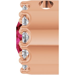 14K Rose Lab-Grown Ruby & .08 CTW Natural Diamond Halo-Style Pendant