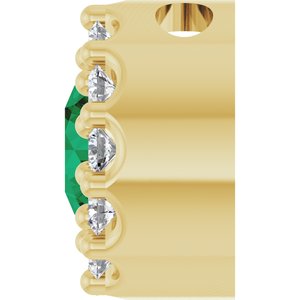 14K Yellow Gold Lab-Grown Emerald & .08 CTW Natural Diamond Halo-Style Pendant