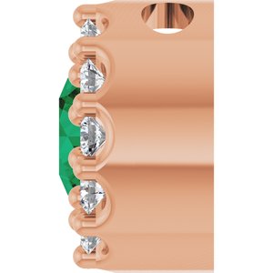 14K Rose Lab-Grown Emerald & .08 CTW Natural Diamond Halo-Style Pendant