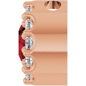 14K Rose Gold Natural Mozambique Garnet & .08 CTW Natural Diamond Halo-Style Pendant