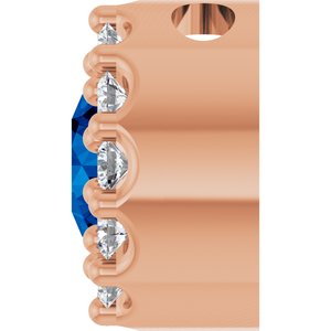 14K Rose Natural Blue Sapphire & .08 CTW Natural Diamond Halo-Style Pendant